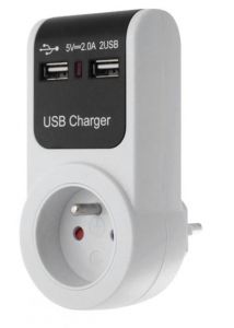 Zasilacz sieciowy wtyczkowy +2xgniazda USB GB101